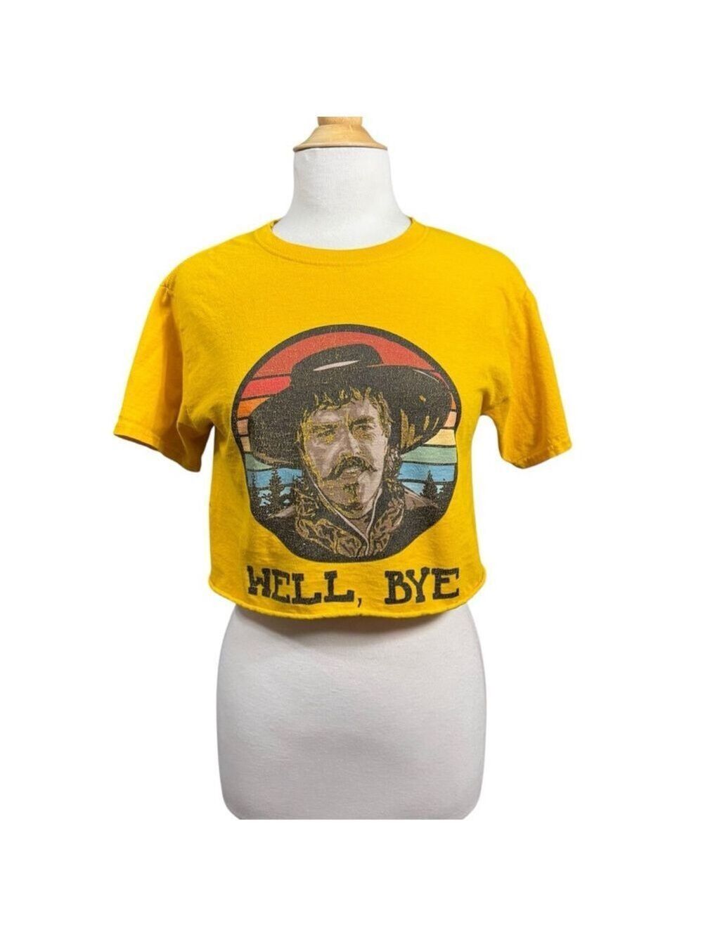 Tombstone Movie Curly Bill Hell Bye Yellow Crop Top Small